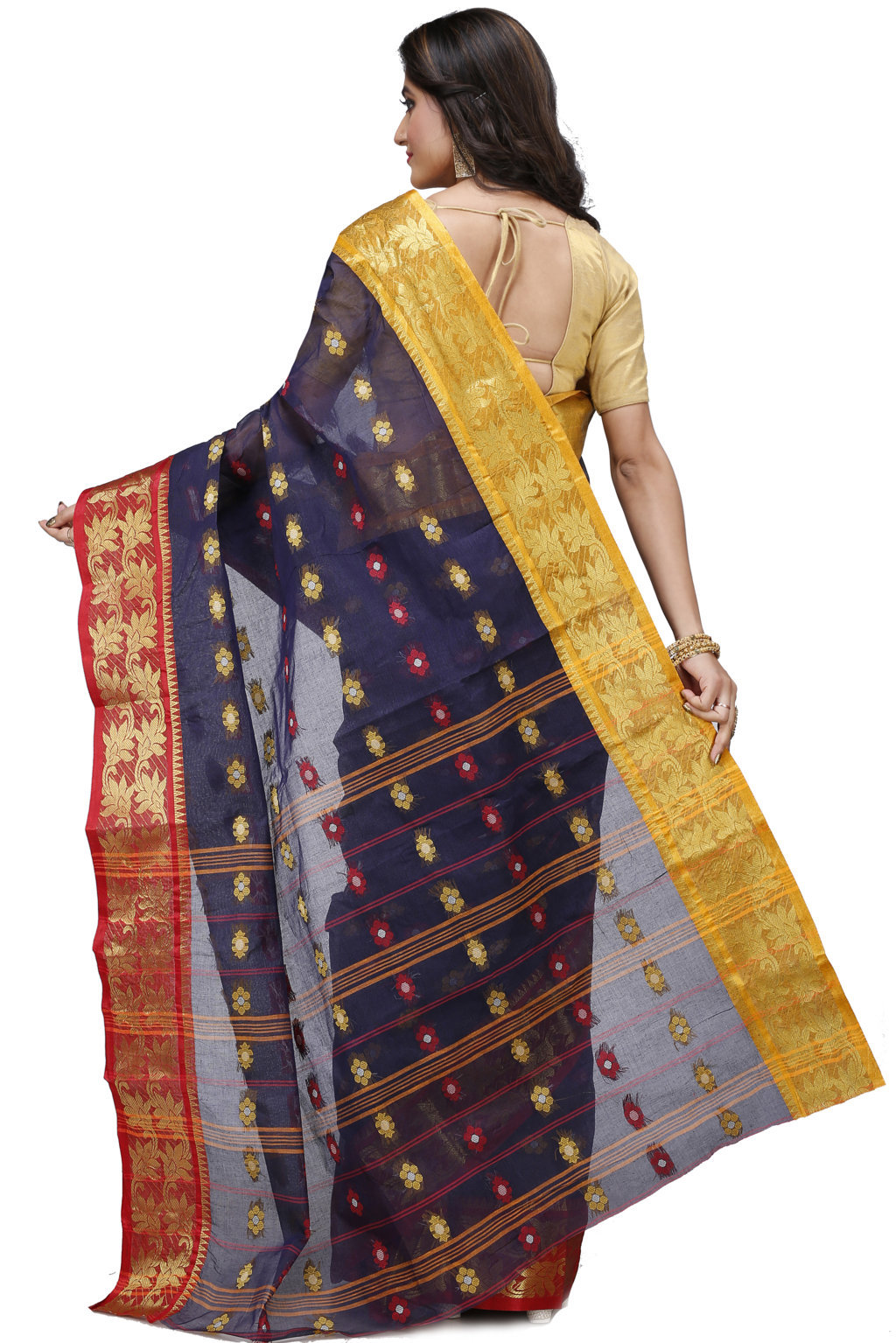 Naby Blue Pure Cotton Dui_Has Tant Saree (868)